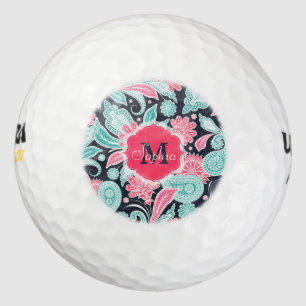 Elegant trendy paisley floral pattern illustration golf balls