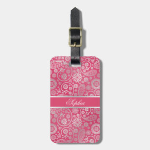 Elegant trendy paisley floral pattern illustration luggage tag