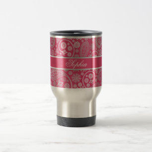 Elegant trendy paisley floral pattern illustration travel mug