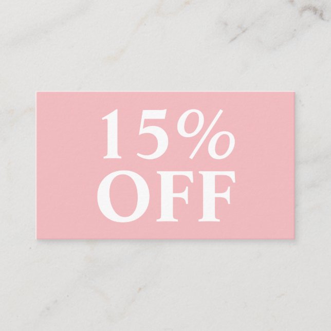 Elegant Trendy Pastel Pink Modern Discount Card (Front)