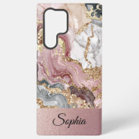 Elegant trendy Pink Gold Glitter Swirl 