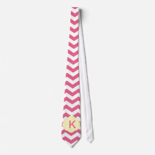 Elegant, trendy, pretty pink chevron monogram tie