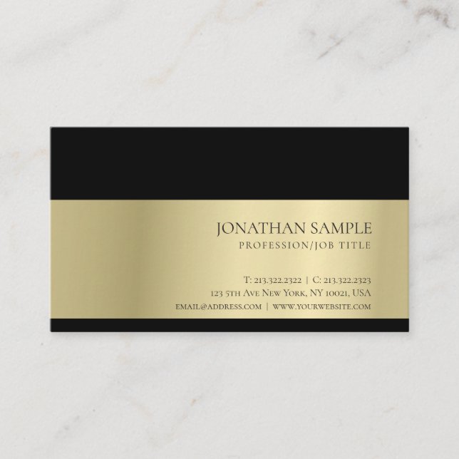 Elegant Trendy Professional Creative Gold Look Business Card (Front)