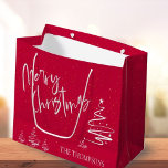 Elegant Trendy Red Abstract Tree Merry Christmas Large Gift Bag<br><div class="desc">Elegant Trendy Red Abstract Tree Merry Christmas Large Gift Bag | Modern Holiday Present Bag. Make your holiday gifting extra special with this Elegant Trendy Red Abstract Tree Merry Christmas Gift Bag. Featuring a modern red abstract Christmas tree design with elegant typography, this large bag is perfect for wrapping holiday...</div>