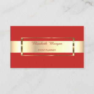 Elegant Trendy Red Stripe Gold Frame Business Card