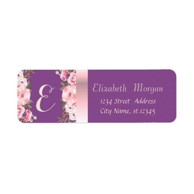 Elegant Trendy Romantic,Violet Watercolor Flowers (Front)