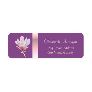 Elegant Trendy Romantic,Violet Watercolor Magnolia