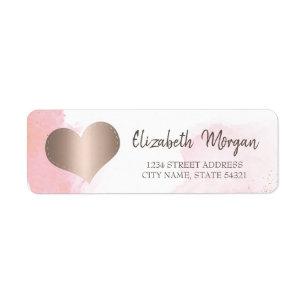 Elegant Trendy,Rose Gold Heart,Ombre Address Label