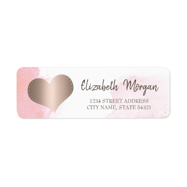 Elegant Trendy,Rose Gold Heart,Ombre Address Label (Front)