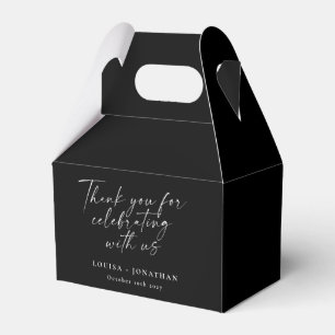 Elegant Trendy Script Custom Thank You Black Favour Box