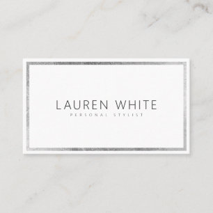Elegant trendy silver foil frame minimal modern business card