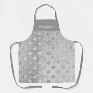 Elegant Trendy Silver Glitter Polka Dot Pattern Apron