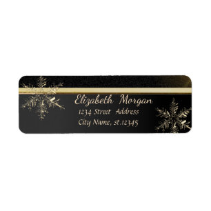 Elegant Trendy Snowflakes ,Faux Gold,Black