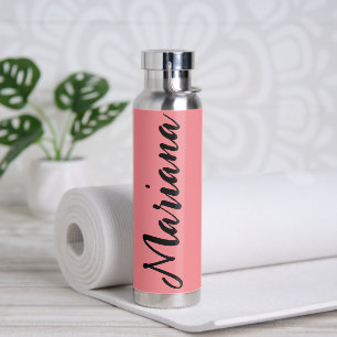 elegant trendy stylish pink black  personalised  water bottle