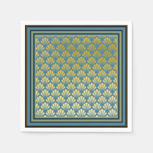 Elegant Trendy Teal Art Deco Fan Pattern Wedding Napkin
