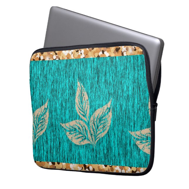 Elegant Trendy Teal Laptop Sleeve (Front Left)