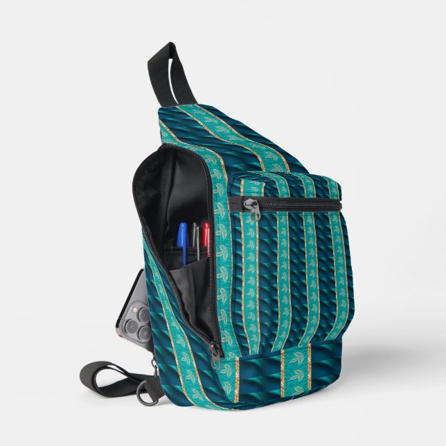  Elegant Trendy Teal Sling Bag (Open)