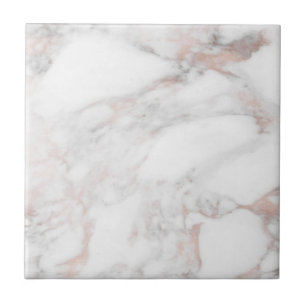 Elegant Trendy Template Rose Gold White Marble Tile