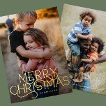 Elegant Trendy Typography MERRY CHRISTMAS Photo Foil Holiday Card<br><div class="desc">***Elegant & Modern Photo CURLY MERRY CHRISTMAS Holiday Card*** _______________________ this design template is fully editable / customisable by you the customer - click personalise further button if you wish to move, add, delete, or make significant changes to the design _______________________ *if you have any DESIGN questions or need more...</div>