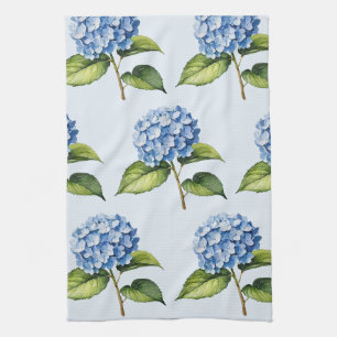 Elegant Trendy Watercolor Hydrangea Floral Tea Towel