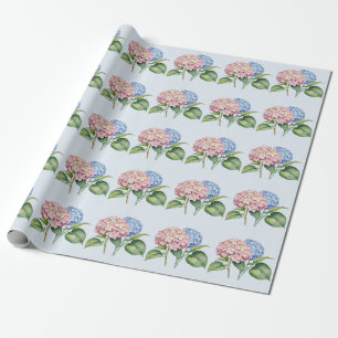 Elegant Trendy Watercolor Hydrangea Floral Wrapping Paper