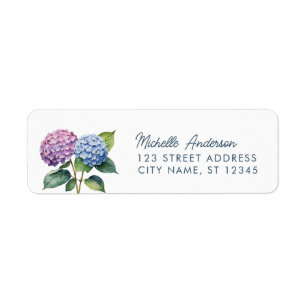 Elegant Trendy Watercolor Hydrangea Return Address