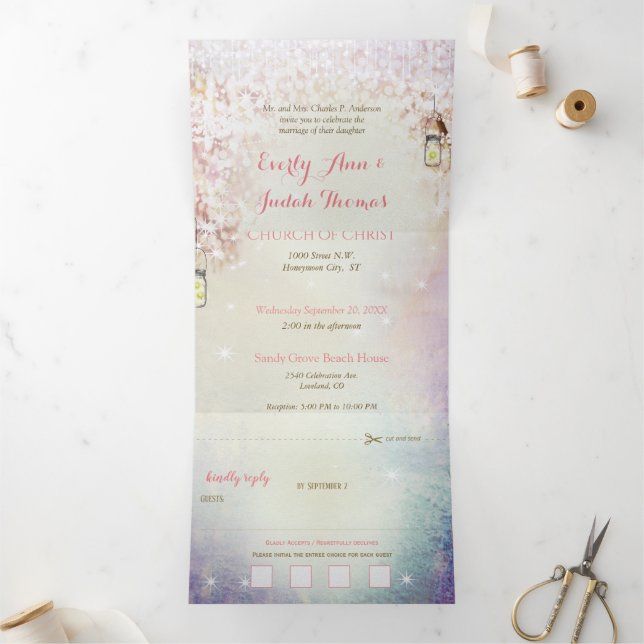 Elegant Tri-Fold Fairy Tale Wedding Includes RSVP Invitation (Inside)
