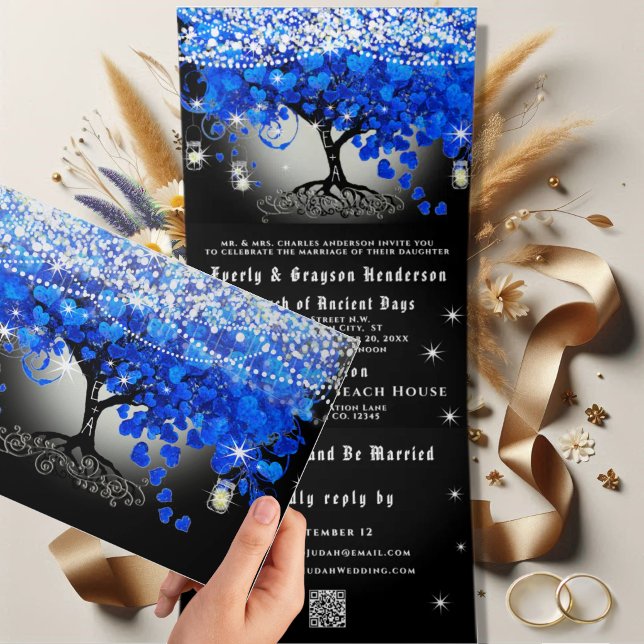 Elegant Tri-Fold Heart Leaf Wedding Includes RSVP Invitation (Creator Uploaded)
