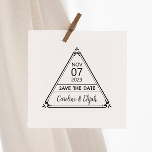 Elegant Triangle Save the Date Wedding Rubber Stamp