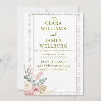 Elegant Tribal Floral Wedding Invitation