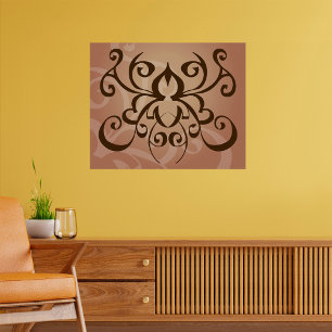 Elegant Tribal Swirl Tattoo Style Poster
