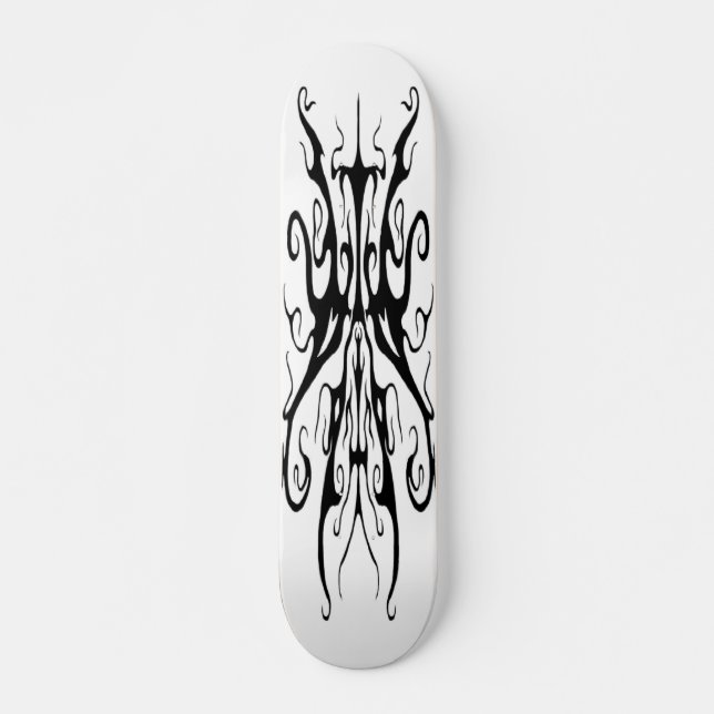 Elegant Tribal Tattoo Design - black and white Skateboard (Front)