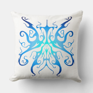 Elegant Tribal Tattoo Design - blue Cushion