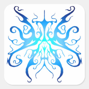Elegant Tribal Tattoo Design - blue Square Sticker