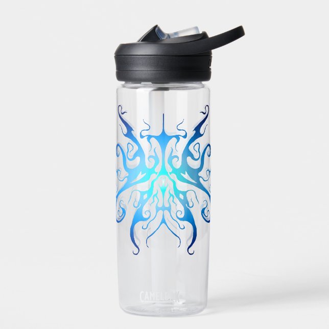 Elegant Tribal Tattoo Design - blue Water Bottle (Left)