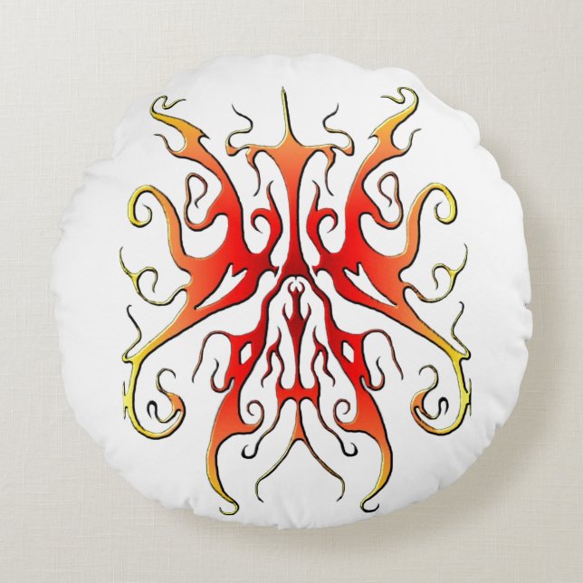 Elegant Tribal Tattoo Design - red flame Round Cushion (Front)