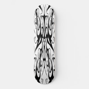 Elegant Tribal Tattoo Digital Black and White Skateboard