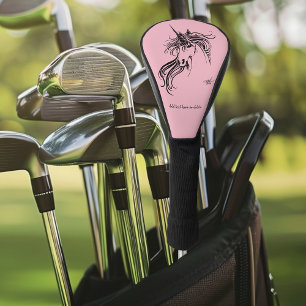 Elegant Tribal Unicorn Black Ink Fantasy  Golf Head Cover