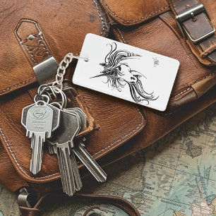 Elegant Tribal Unicorn Black Ink Fantasy  Key Ring