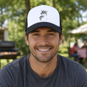 Elegant Tribal Unicorn Black Ink Fantasy  Trucker Hat