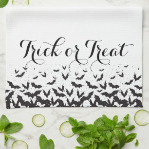 Elegant Trick or Treat Halloween Tea Towel
