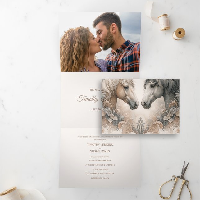 Elegant Trifold Add Photo Wedding Invitation (Elegant Trifold Add Photo Wedding Invitation)