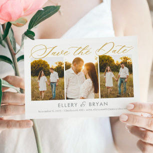 Elegant Trio Editable Colour Save The Date Card
