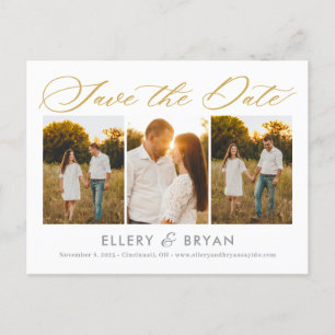 Elegant Trio Editable Colour Save The Date Postcar Postcard