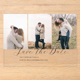 Elegant Trio | Multi Photo Save  the date Acrylic Invitations
