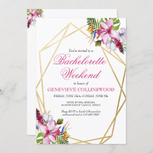 Elegant Tropical Bachelorette Weekend Itinerary Invitation