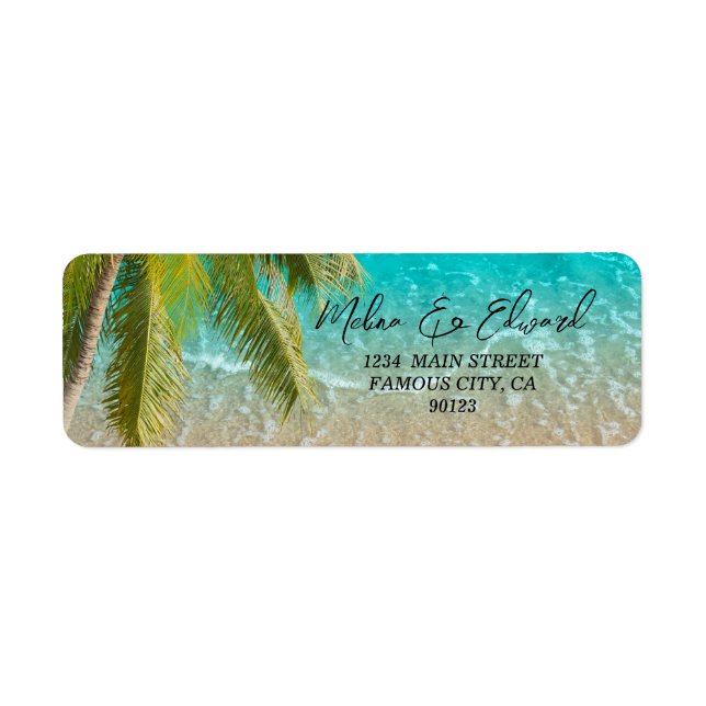 Elegant Tropical Beach Address Label (Front)