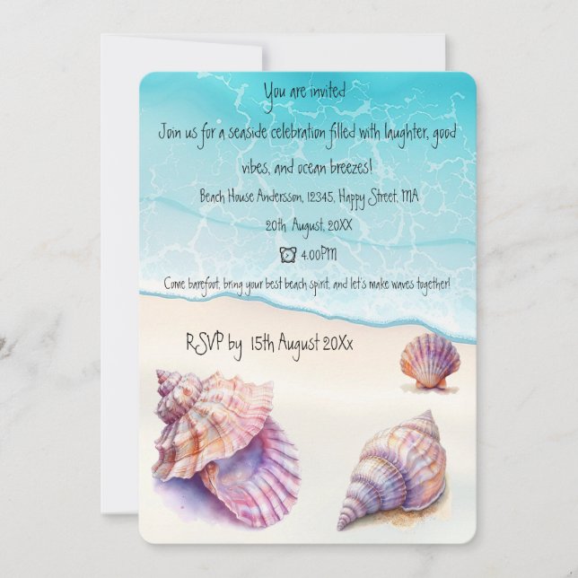 Elegant Tropical Beach Seashells Pearls Nautical (Front)