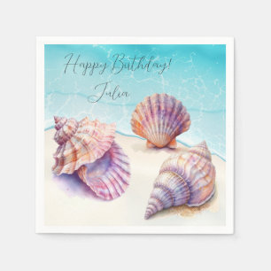 Elegant Tropical Beach Seashells Pearls Nautical Napkin