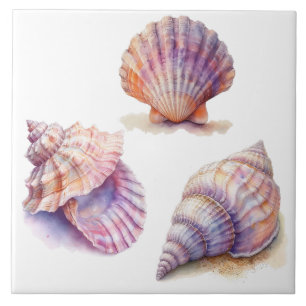 Elegant Tropical Beach Seashells Pearls Nautical Tile